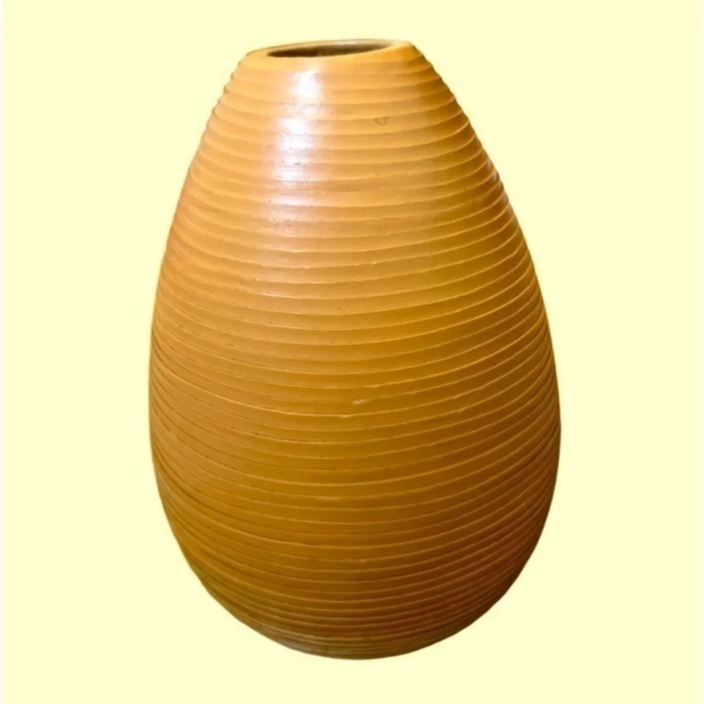 Crate & Barrel orange texture leather vase
